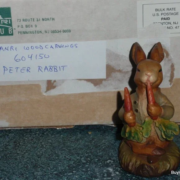 3" ANRI PETER RABBIT FIGURINE EATING 2 CARROTS VINTAGE F. WARNE COLLECTIBLE GIFT